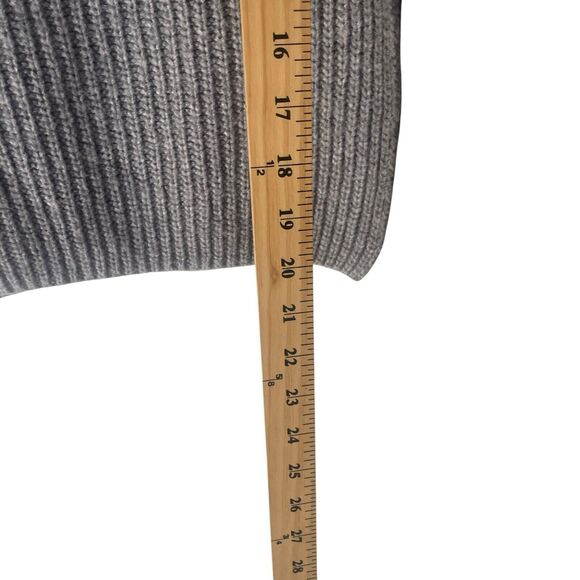 J.O.A. Los Angeles Large Gray Turtleneck Sleeveless Cable Knit Poncho Sweater - Picture 9 of 9